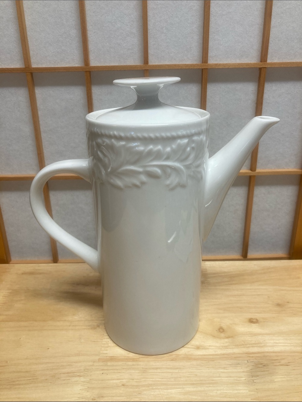 Sango Garland White Tall Stoneware Coffee Pot Teapot Carafe 8837